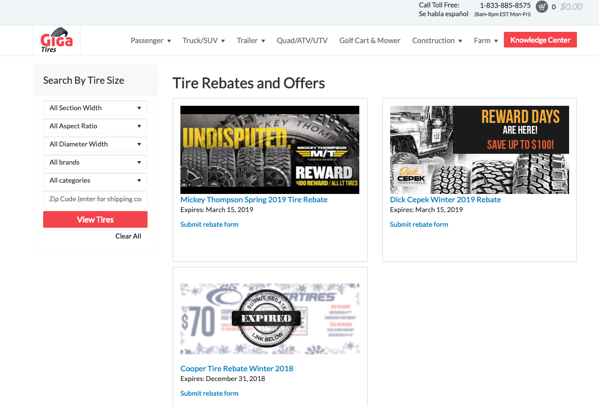 Tire Rebate Deals